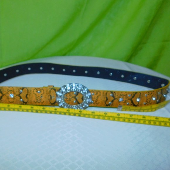 Faux Snakeskin in Golden Brown w/rhinestones